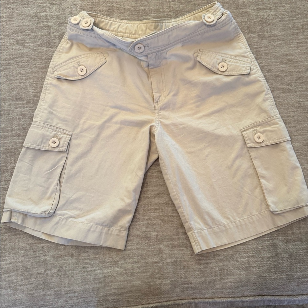 Garnet Hill Women's Cream Cargo Shorts
